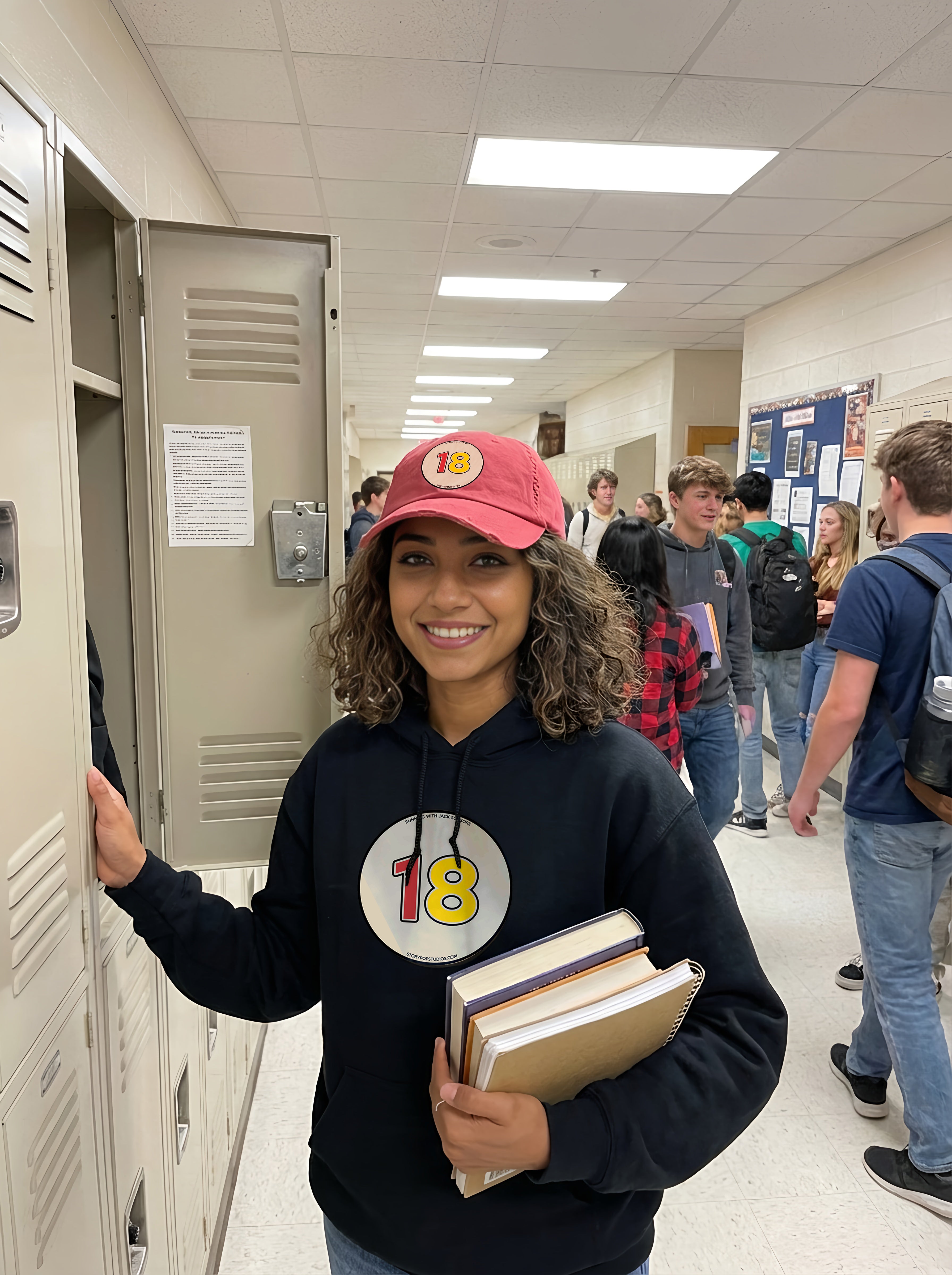 Zoe School wearing hat #18